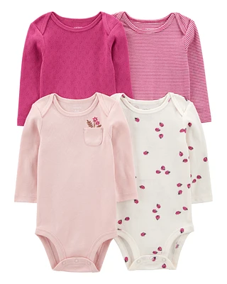 Baby 4-Pack Long-Sleeve Botanical Bodysuits