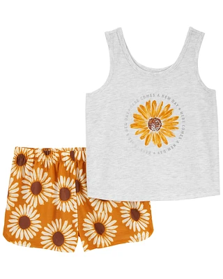 2-Piece Sunflower Loose Fit Pajama Set