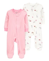 Baby 2-Pack Print 2-Way Zip Cotton Sleeper Pyjamas