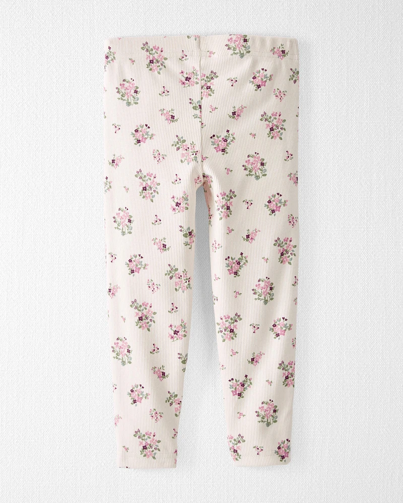 Toddler Organic Cotton Rib Drawstring Leggings Wildberry Bouquet