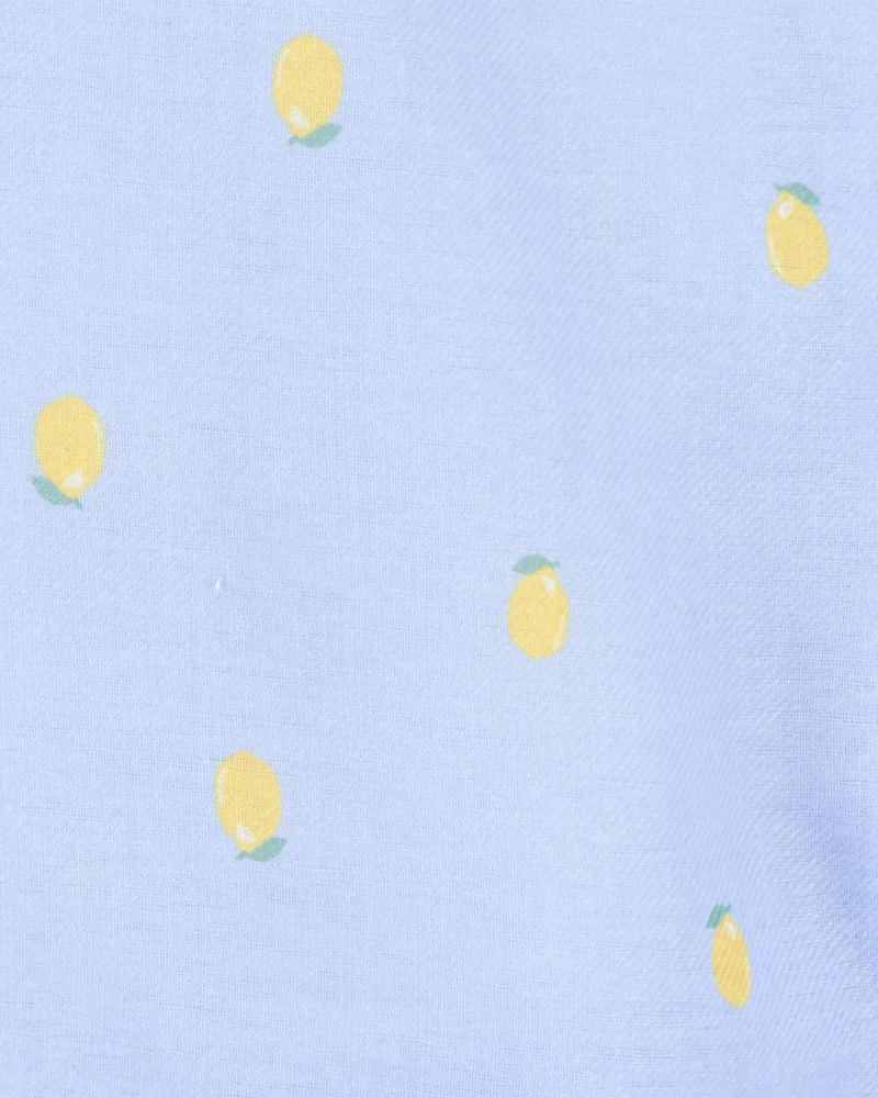 Kid Lemon Print Loose Fit Ribbed 2-Piece Pyjamas