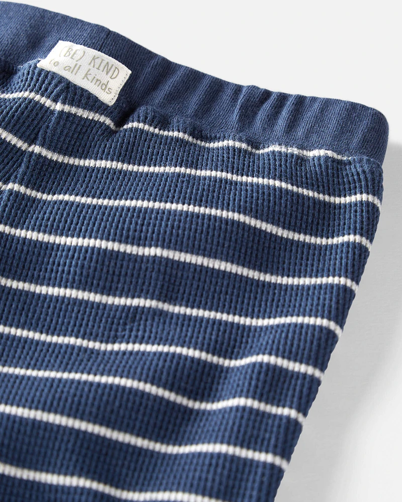 Toddler Waffle Knit Set Made With Organic Cotton Stripes