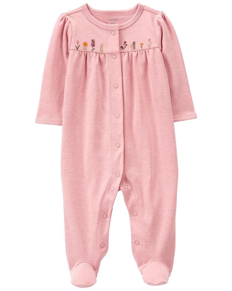 Baby Floral Snap-Up Cotton Sleeper Pyjamas