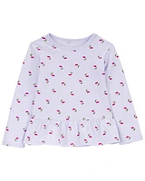 Toddler Cherry Print Peplum Top