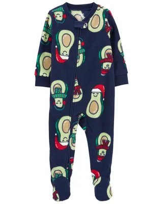 1-Piece Avocado Fleece Footie Pyjamas