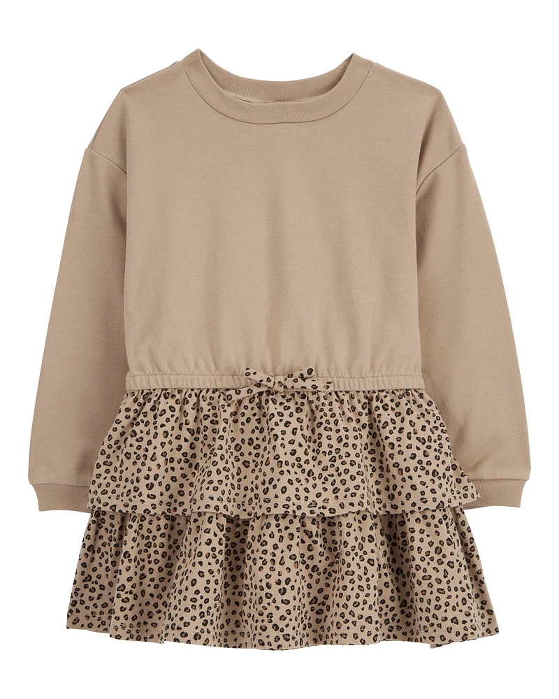 Toddler Leopard Ruffle Long-Sleeve Dress