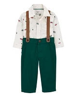 Baby 3-Piece Christmas Tree Bodysuit & Pants Set