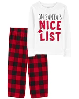 Toddler 2-Piece Santa's Nice List Cotton & Fleece Pyjamas