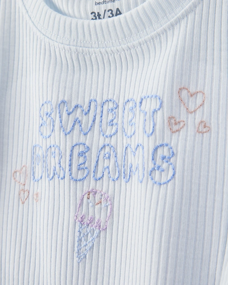 Toddler Girl Ice Cream Print Loose Fit 2-Piece Pyjamas - Blue