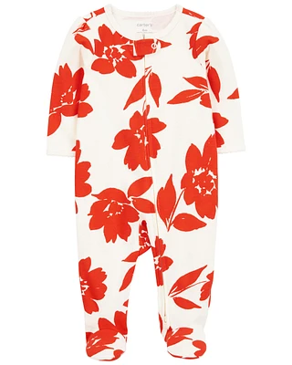 Floral Snap-Up Cotton Sleeper Pyjamas