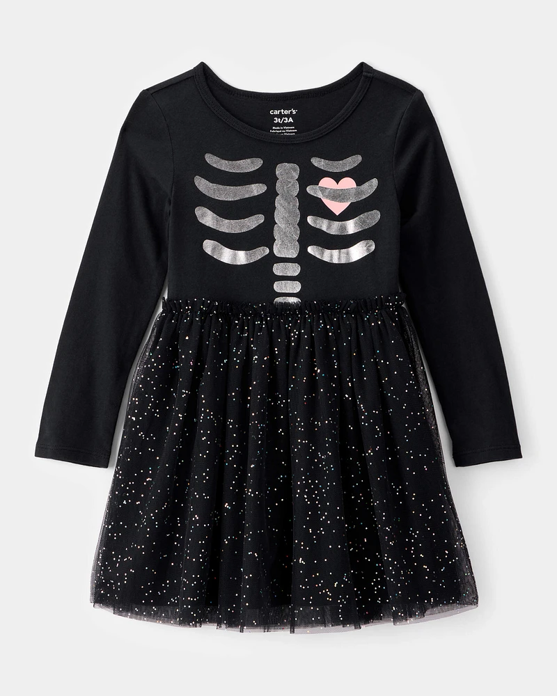 Toddler Halloween Skeleton Tulle Dress