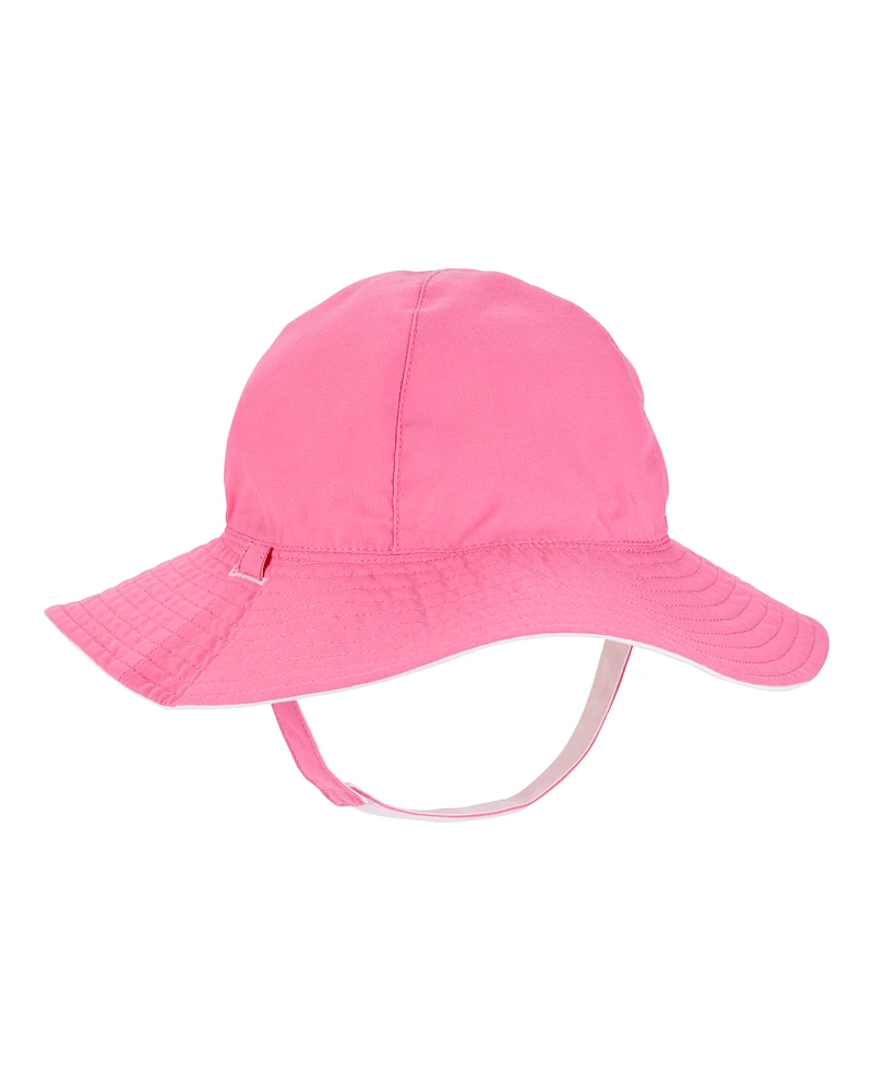 Baby Girl Reversible Solid Swim Hat - Pink/White