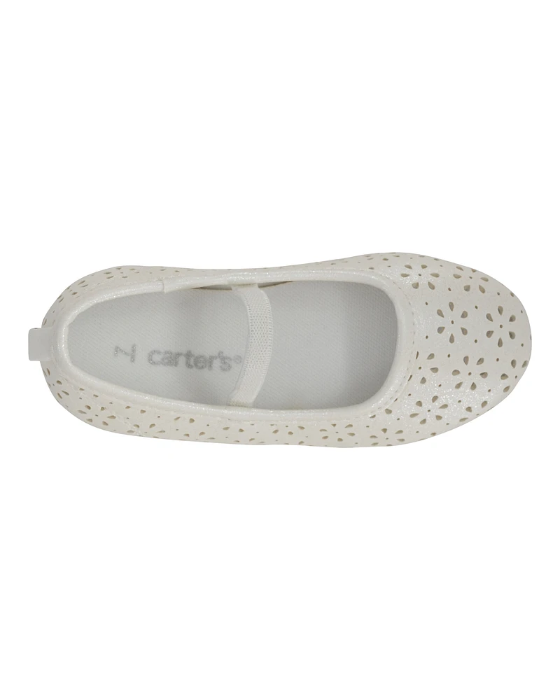 Toddler Floral Ballet Flats - White