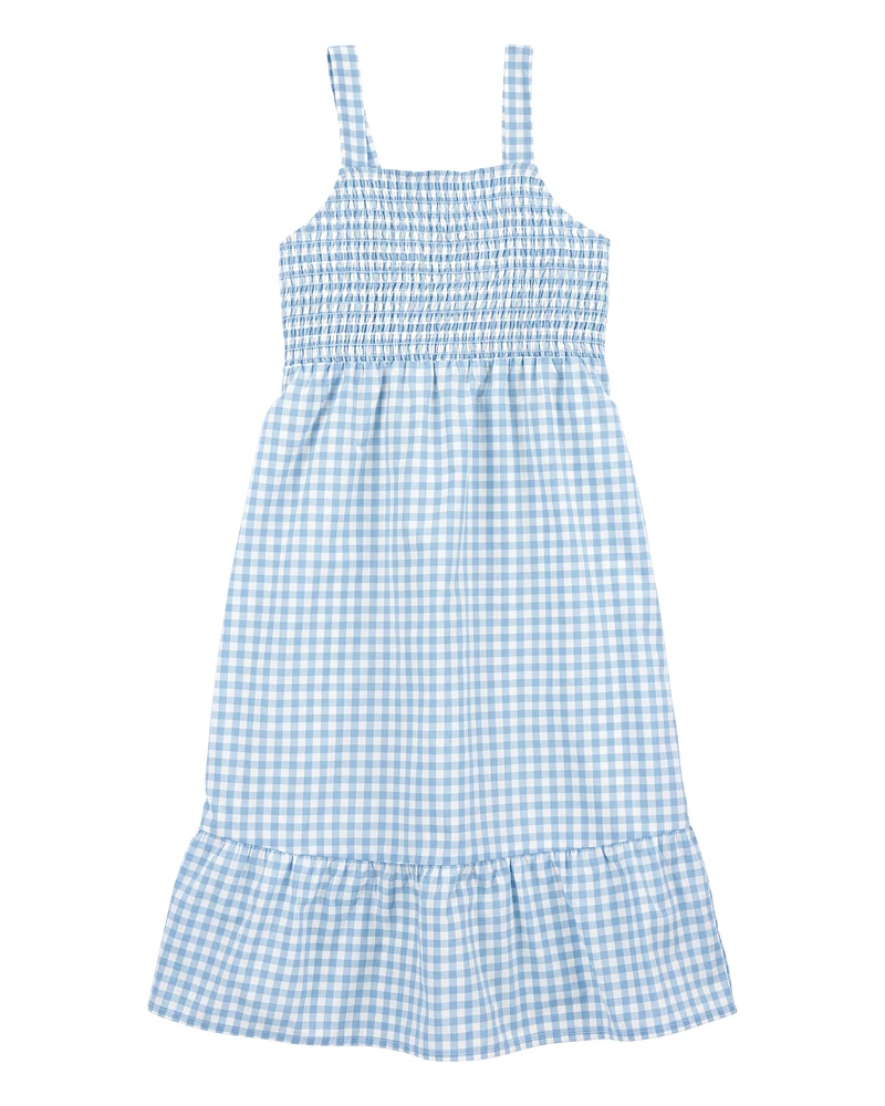 Kid Gingham Sleeveless Dress - Blue