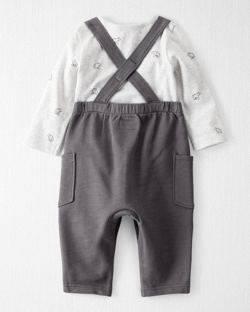 Baby 2-Piece Organic Cotton Overall Set Bear Print