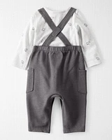 Baby 2-Piece Organic Cotton Overall Set Bear Print