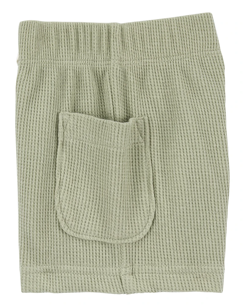 Baby Boy 3-Piece Waffle Knit Outfit Set - Green