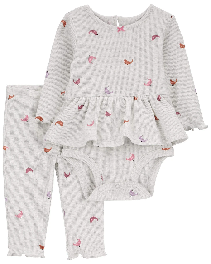 Baby 2-Piece Bird Peplum Bodysuit Pant Set