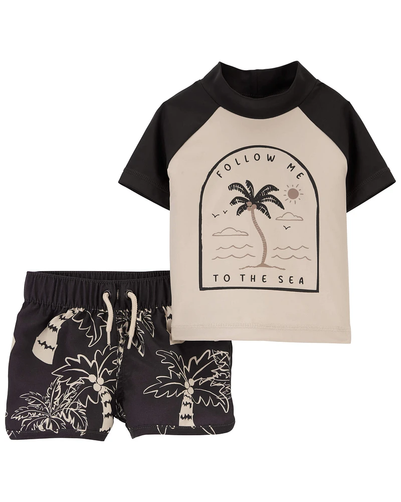 Baby 2-Piece Palm Tree Rashguard Set