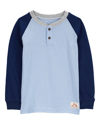 Baby Raglan-Sleeve Henley Tee