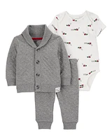 Baby 3-Piece Train Quilted Little Jacket Set