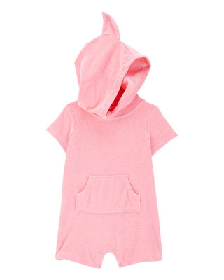 Baby Shark Hooded Romper-Pink