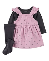 Baby 2-Piece Tee & Bow Corduroy Jumper Tights Set