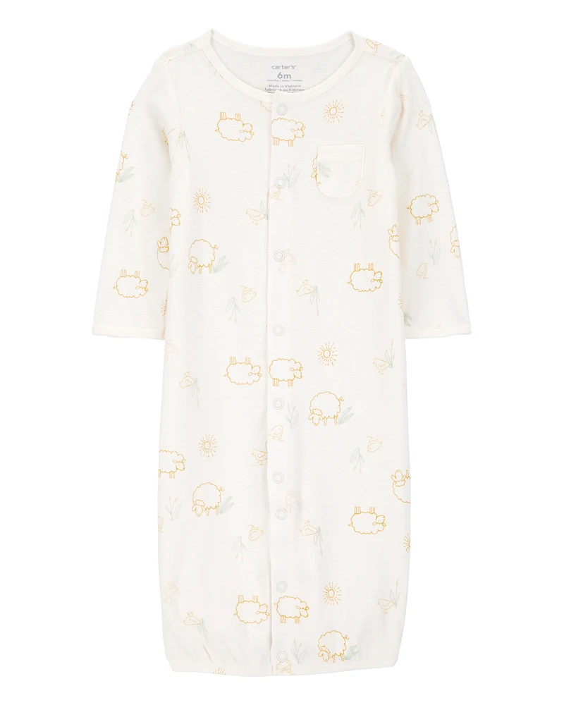 Baby 3-Piece Barnyard Converter Gown & Cap Set - Ivory