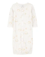 Baby 3-Piece Barnyard Converter Gown & Cap Set - Ivory