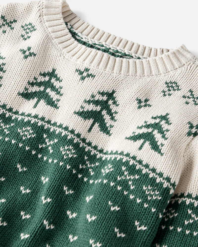 Kid Organic Cotton Evergreen Fair Isle Sweater