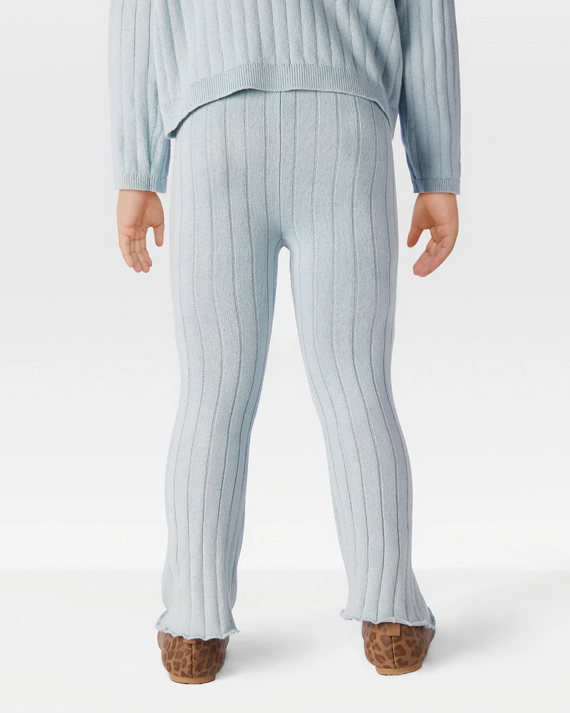 Toddler Sweater Knit Pull-On Flare Pants - Blue