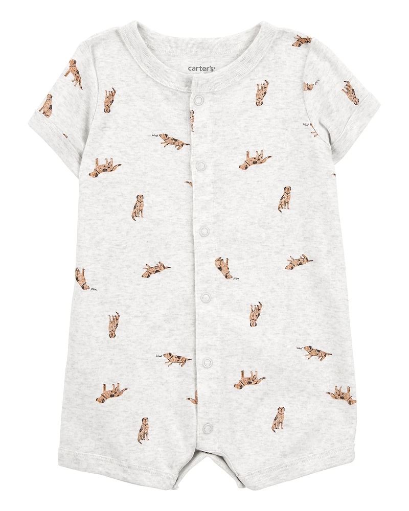 Baby Dog Short-Sleeve Romper - Grey