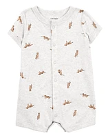 Baby Dog Short-Sleeve Romper - Grey