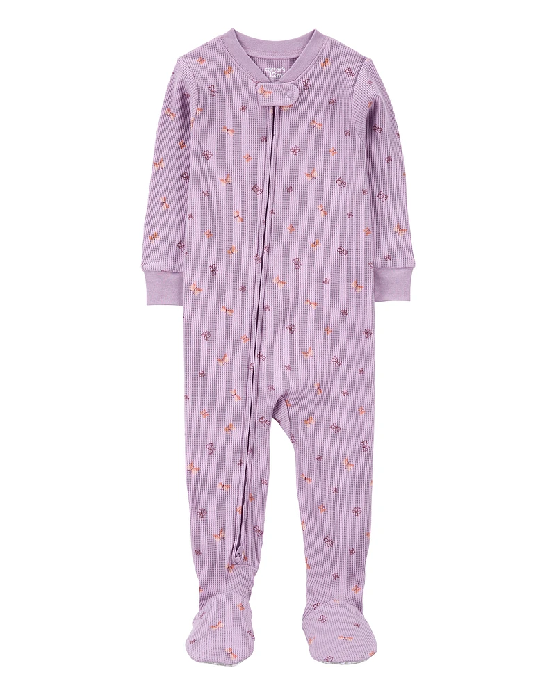 Toddler 1-Piece Butterfly Thermal Footie Pyjamas