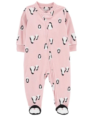 Baby Penguin Fleece Zip-Up Footie Sleeper Pyjamas