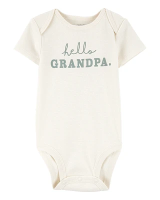 Baby Hello Grandpa Announcement Bodysuit