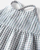 Baby Gingham Print Organic Cotton Gauze Jumpsuit