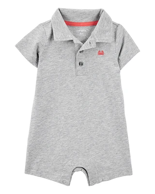 Baby Polo Romper-Grey