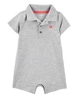Baby Polo Romper-Grey