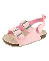 Baby Buckle Faux Cork Sandals - Pink
