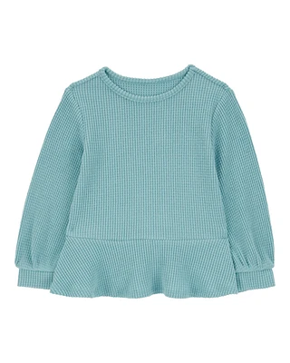 Toddler Waffle Knit Thermal Peplum Top