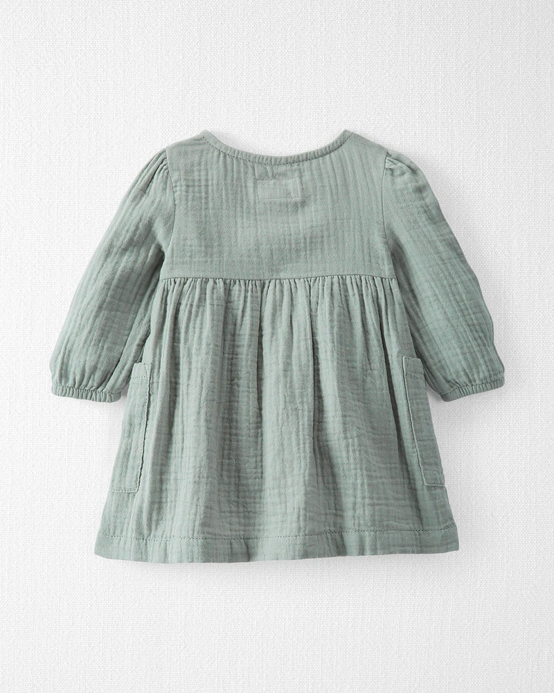 Baby Organic Cotton Gauze Button-Front Dress