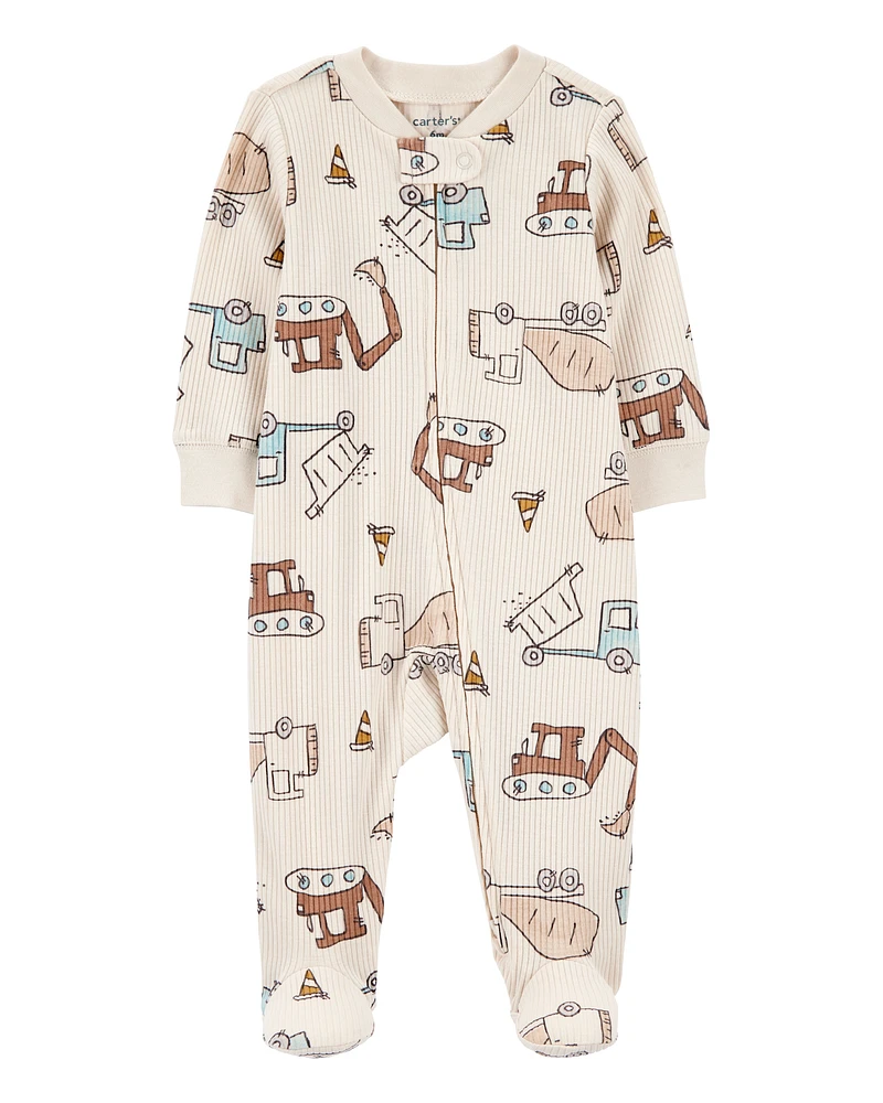 Baby Construction 2-Way Zip Ribbed Sleeper pyjamas