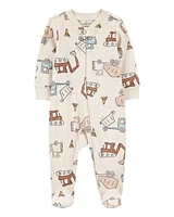 Baby Construction 2-Way Zip Ribbed Sleeper pyjamas