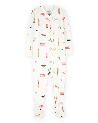 Baby London Print PurelySoft Footie 1-Piece Pyjamas - Ivory