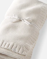 Baby Organic Cotton Textured Knit Blanket in Cream