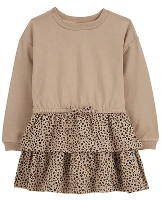 Toddler Leopard Ruffle Long-Sleeve Dress