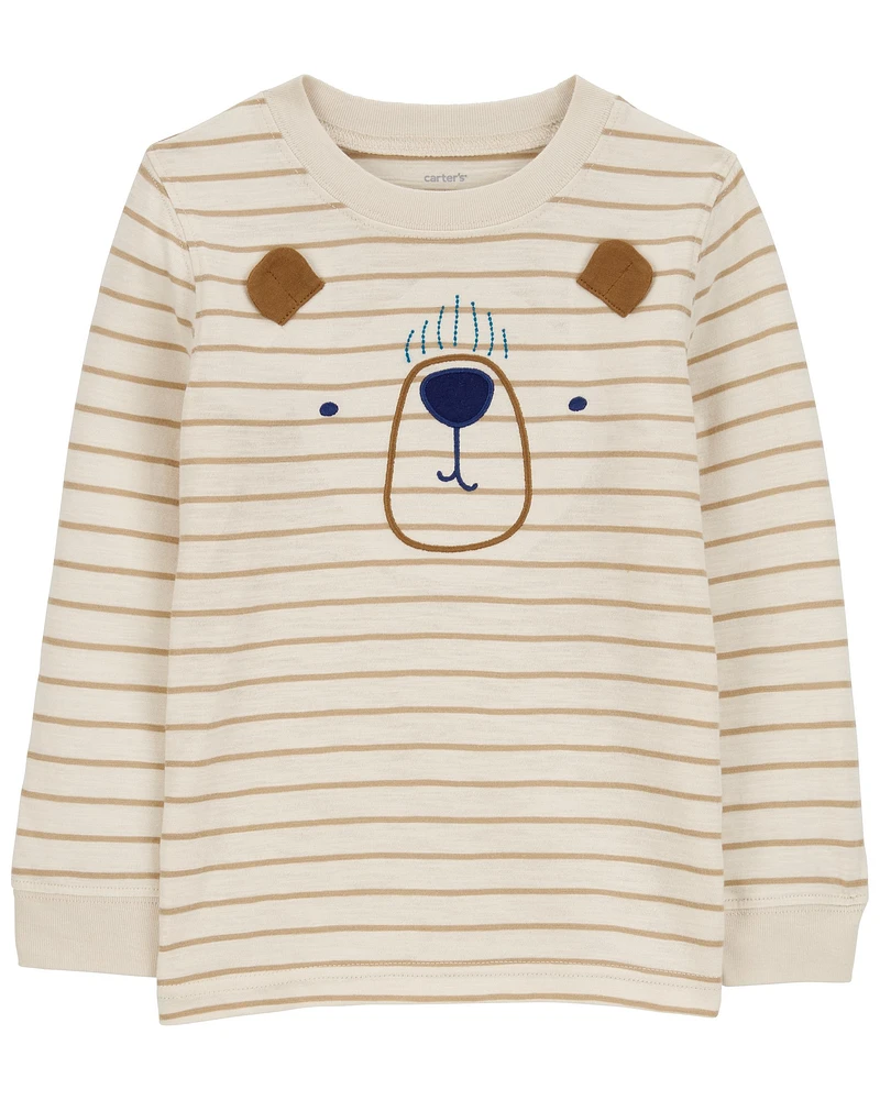 Toddler Bear Striped Graphic Tee