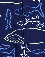 Whale Snap-Up Cotton Sleeper Pyjamas