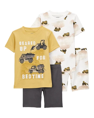 Baby Construction Print Snug Fit Cotton 4-Piece Pyjamas